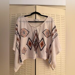 Batik Geometric Print Poncho Top